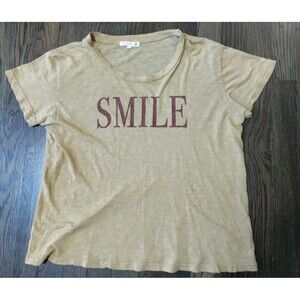 Anthropologie Sundry Tee Shirt Women's Size 0/XS Mustard Burgundy Pima Cotton